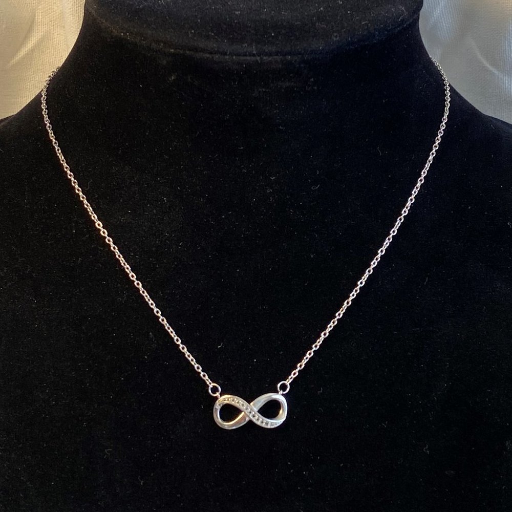 Sterling Silver Rhinestone Infinity Necklace